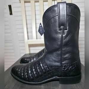 Cody James Black Carmen Exotic Caiman Belly Roper Boots Round Toe Mens Size 10.5